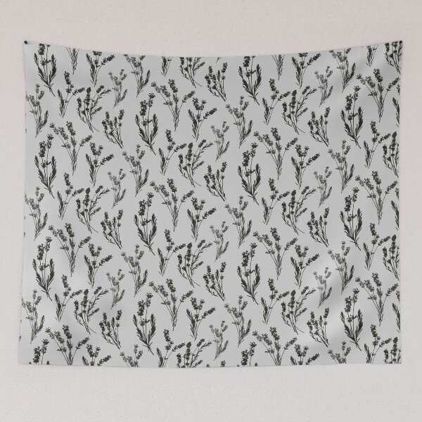 Item preview, Botanical Lavender Silhouette Sprig Pattern Monochrome in Light Grey designed and sold by NoemiMarozsan.