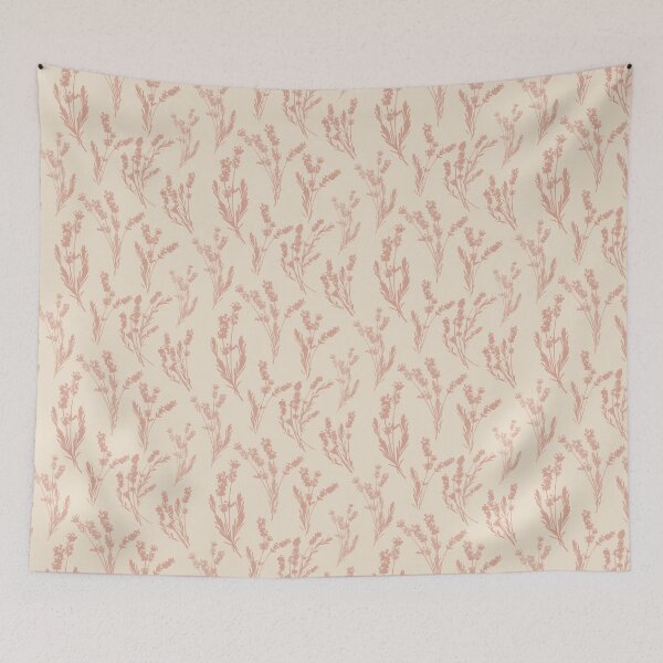 Item preview, Botanical Lavender Silhouette Sprig Pattern Satin Linen and Light Rose designed and sold by NoemiMarozsan.