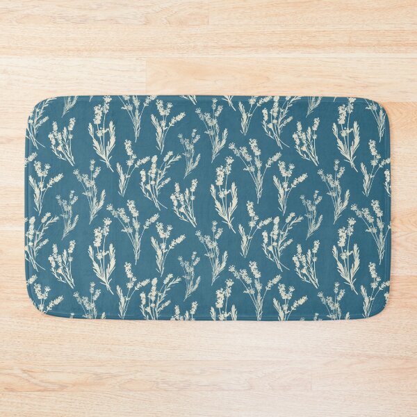 Item preview, Botanical Lavender Sprig Silhouette Pattern Monochrome Teal Off White designed and sold by NoemiMarozsan.