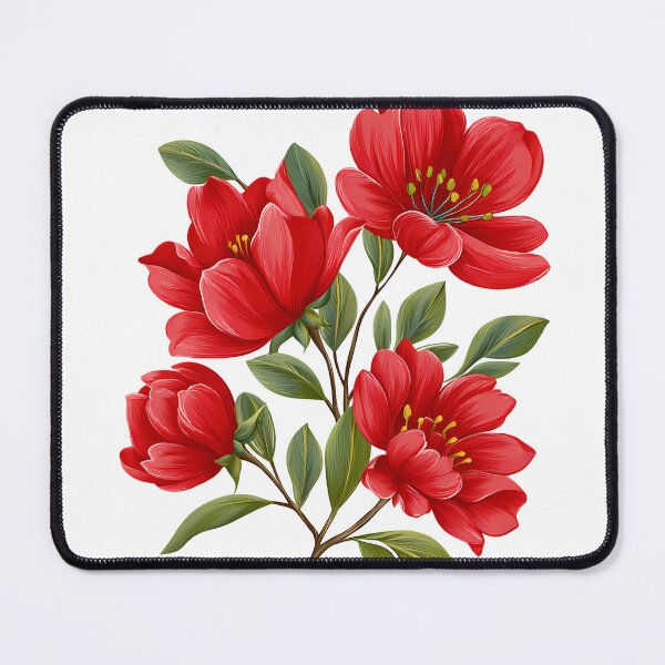 Item preview, Vivid Crimson Bloom Branch - Elegant Red Floral Botanical Illustration designed and sold by DesignArtist.ia.
