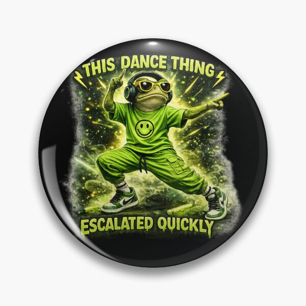 Item preview, This Dance Thing Escalated Quickly – Funny Techno Frog Shirt, Rave & EDM Festival Gift designed and sold by Wild Pixel Studio.