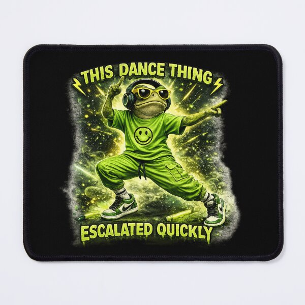 Item preview, This Dance Thing Escalated Quickly – Funny Techno Frog Shirt, Rave & EDM Festival Gift designed and sold by Wild Pixel Studio.
