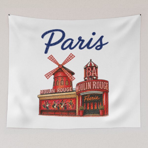 Item preview, Paris Moulin Rouge – Vintage pencil style illustration designed and sold by JOANNASKAH.