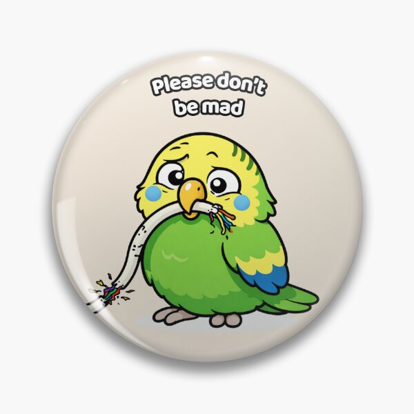 Item preview, Funny Budgie Please Don’t Be Mad – Guilty Bird Meme designed and sold by FeatherChaos.