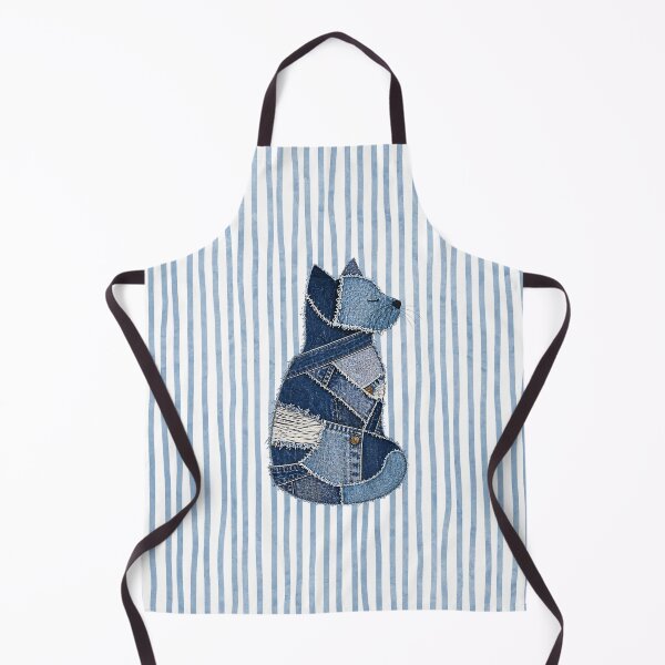 Item preview, Denim Patchwork Cat Shirt, Blue Jean Aesthetic Kitty Design designed and sold by SaturnMission.