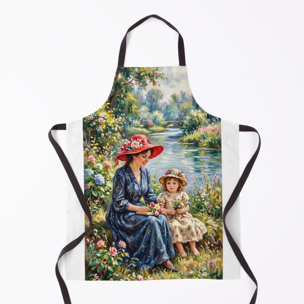 Artikelvorschau, Mutter und Kind in einem sonnigen Garten – impressionistische Muttertagskunst entworfen und verkauft von GlyphGarden.