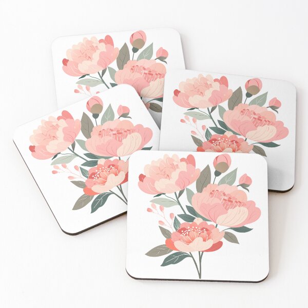 Item preview, Delicate Peach Peony Cluster - Soft Pink Floral Botanical Branch Art designed and sold by DesignArtist.ia.