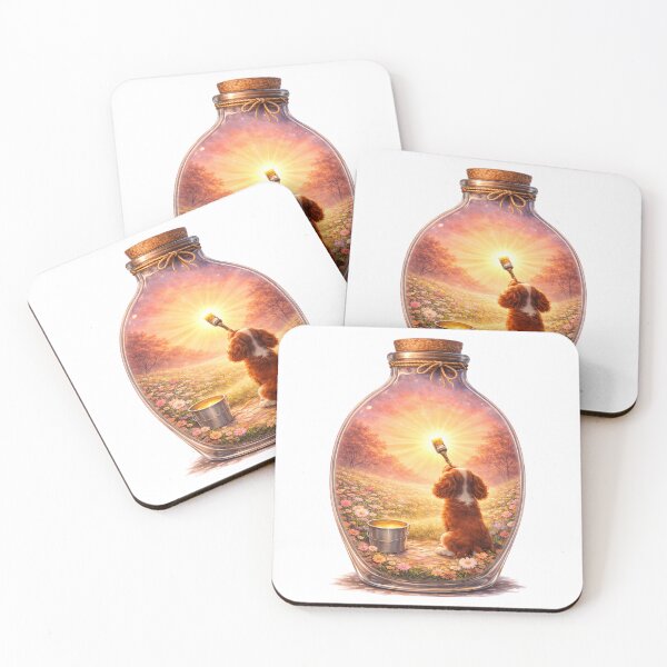 Item preview, Cavalier King Charles Spaniel Blenheim Cute Dog Illustration – Watercolor Puppy Aesthetic Sunset Miniature World designed and sold by SakuraWaStyle.
