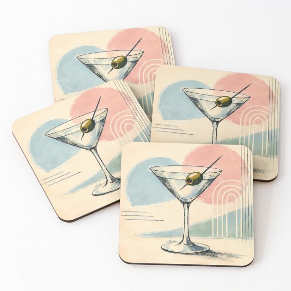 Item preview, Mid Century Modern Martini Pastel Minimalist Art designed and sold by Lee Hiller Designs.