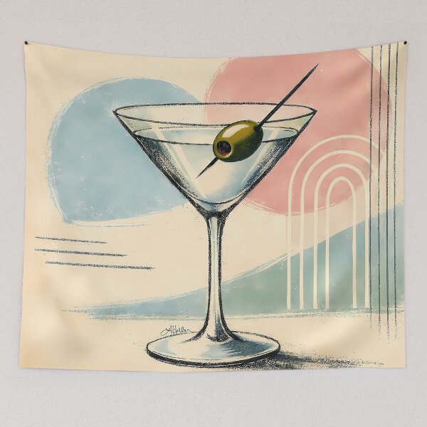 Item preview, Mid Century Modern Martini Pastel Minimalist Art designed and sold by Lee Hiller Designs.