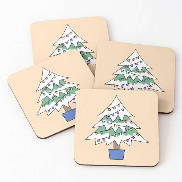 Item preview, Snowy Christmas Tree with Colorful Lights Illustration designed and sold by ubborn.