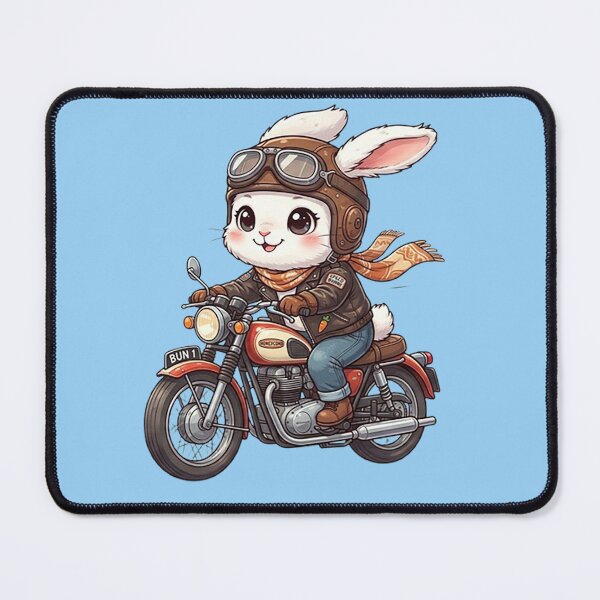 Item preview, “Vintage Bunny on Motorcycle – Whimsical Cartoon Design” designed and sold by Dogandesighn.