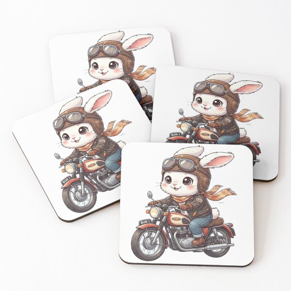 Item preview, “Vintage Bunny on Motorcycle – Whimsical Cartoon Design” designed and sold by Dogandesighn.