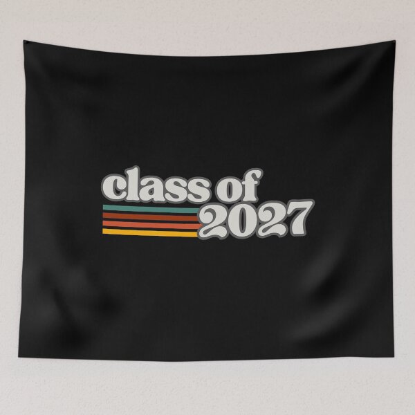Item preview, Class of 2027 – Retro Vintage Graduation White on Gray Typography with Color Stripes designed and sold by GFamilyC.