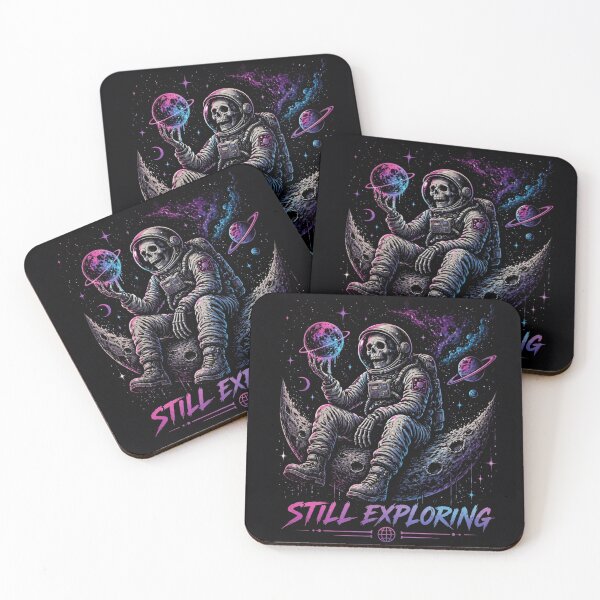 Item preview, Still Exploring Skeleton Astronaut – Neon Galaxy Space Aesthetic Dark Cosmic Art designed and sold by Nermin Gerges.