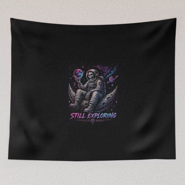 Item preview, Still Exploring Skeleton Astronaut – Neon Galaxy Space Aesthetic Dark Cosmic Art designed and sold by Nermin Gerges.