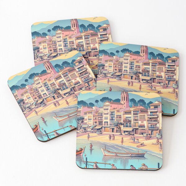 Item preview, Salou Spain Ukiyo-e Style Sunset - Mediterranean Coast Woodblock Art designed and sold by Vandy Fullam.