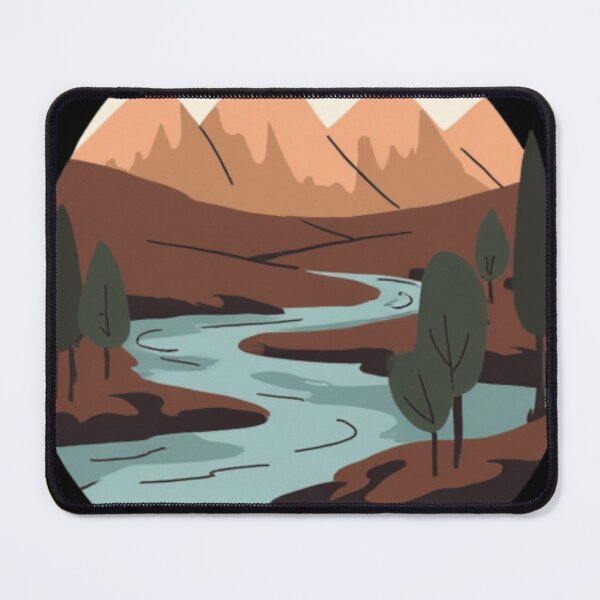 Item preview, Minimalist Nature Landscape Illustration with Mountains and Winding River designed and sold by PACS0011.