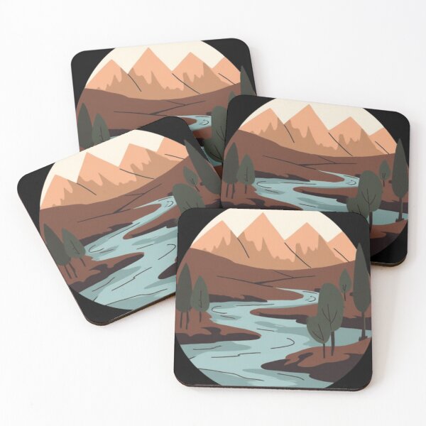 Item preview, Minimalist Nature Landscape Illustration with Mountains and Winding River designed and sold by PACS0011.