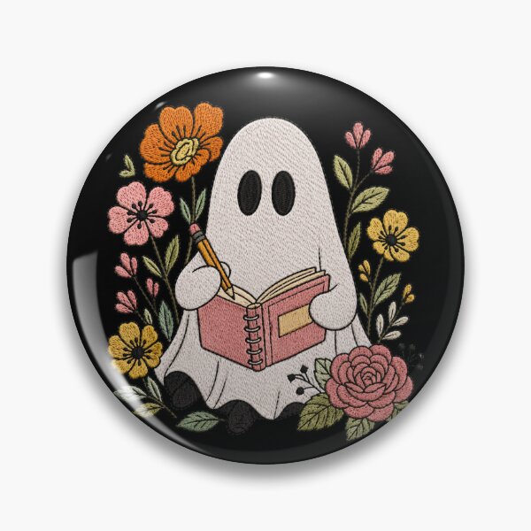 Item preview, Writing Ghost Cute Embroidery Style Creative Ghost Floral Aesthetic Design designed and sold by ColorSplash123.