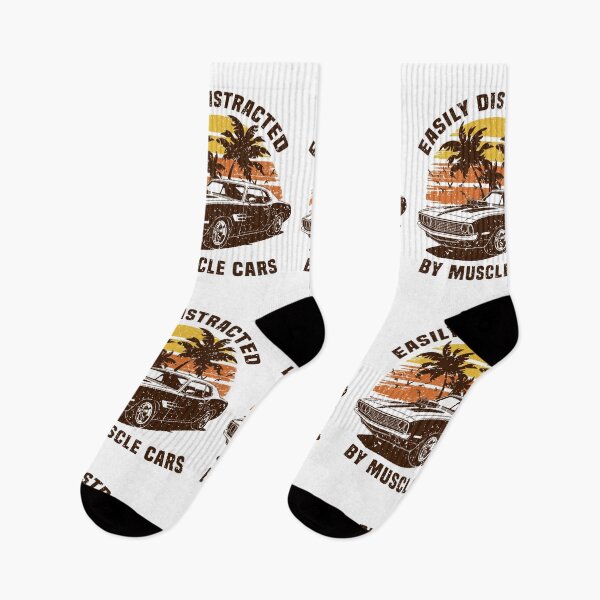 Item preview, Easily Distracted by Muscle Cars Retro 70s Vintage Sunset designed and sold by Dmetalx Art Apparel.