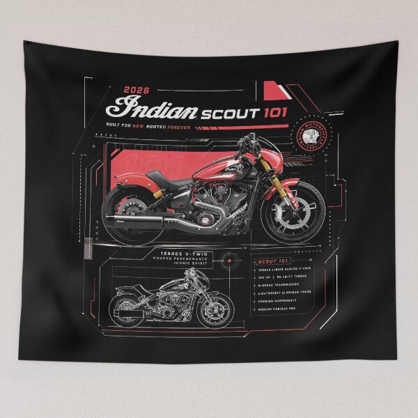 Item preview, Indian Scout 101 2026 1250cc V-Twin Engine Modern Tech Blueprint designed and sold by EdGraphy.