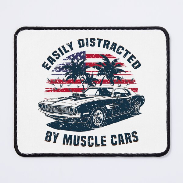 Item preview, Easily Distracted by Muscle Cars American Flag Patriotic Retro designed and sold by Dmetalx Art Apparel.