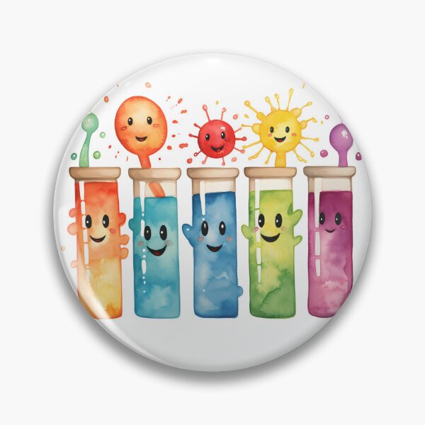 Item preview, Cute Watercolor Cheerful Whimsical 5 Science-Chemistry Test Tubes designed and sold by GrinGalore.