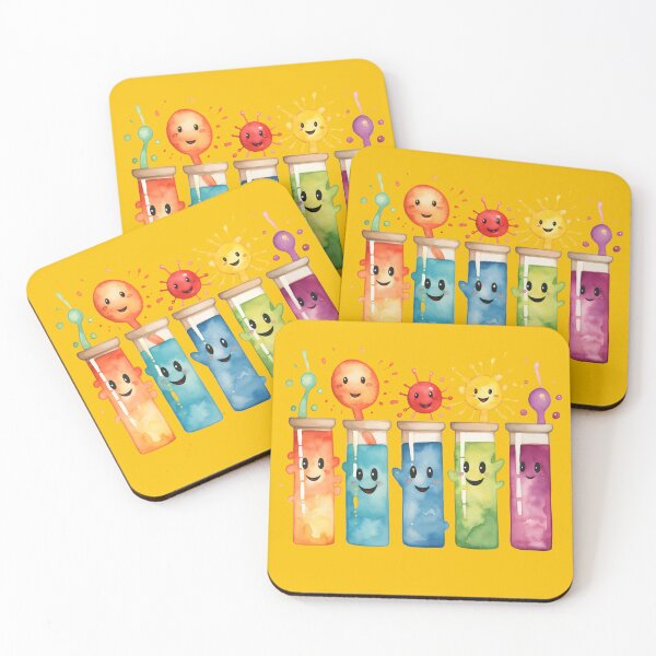 Item preview, Cute Watercolor Cheerful Whimsical 5 Science-Chemistry Test Tubes designed and sold by GrinGalore.
