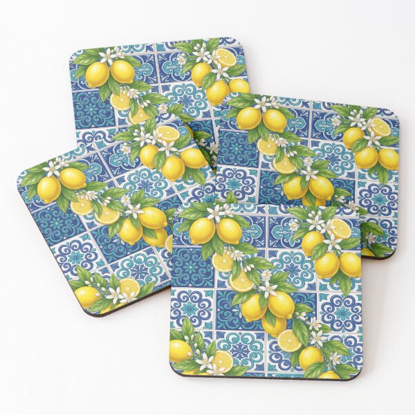 Item preview, Mediterranean Sicilian Tiles with Lemon Citrus - Italian Amalfi Summer Pattern designed and sold by GlyphGarden.