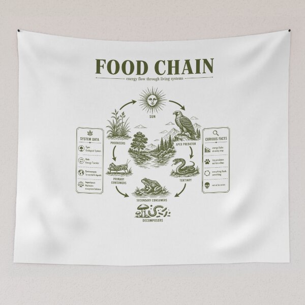 Item preview, Vintage Science Food Chain Diagram Ecosystem Flow designed and sold by FreshVibe Prints.