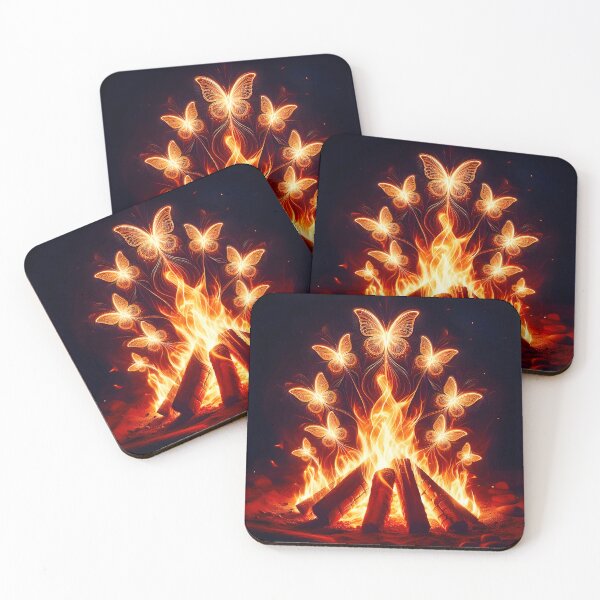 Item preview, Kirlian Campfire and Butterflies, Ai Generated Art designed and sold by ACC .