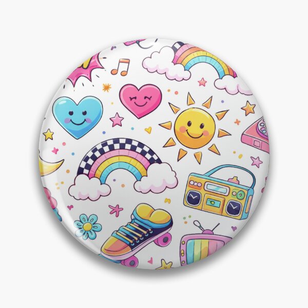 Item preview, Y2K Cute Retro Pattern Colourful Kawaii Design – 90s Aesthetic Rainbows Hearts Smiley Icons Funky Print designed and sold by My Gluten Free Life UK.