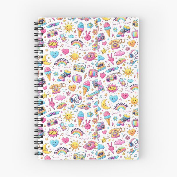 Artikelvorschau, Niedliches Retro-Muster im Y2K-Stil: Buntes Kawaii-Design im 90er-Jahre-Look mit Regenbögen, Herzen und Smileys. entworfen und verkauft von My Gluten Free Life UK.