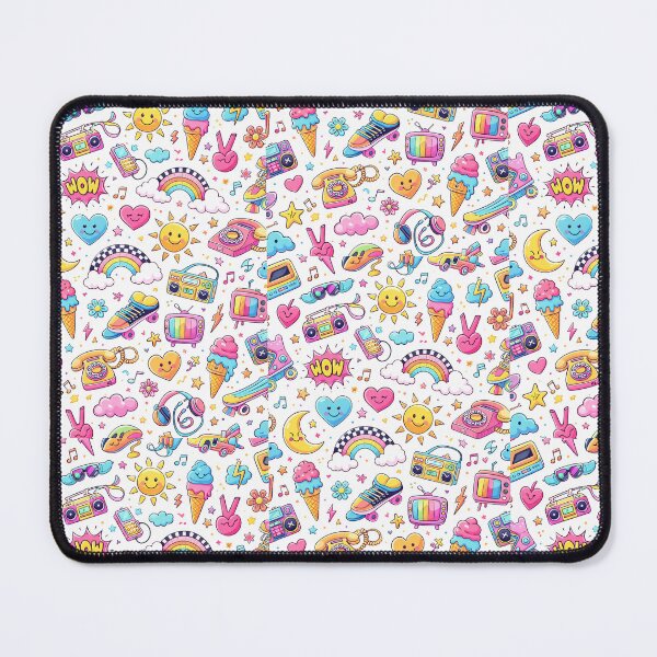 Item preview, Y2K Cute Retro Pattern Colourful Kawaii Design – 90s Aesthetic Rainbows Hearts Smiley Icons Funky Print designed and sold by My Gluten Free Life UK.