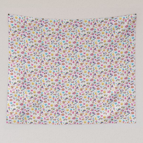 Item preview, Y2K Cute Retro Pattern Colourful Kawaii Design – 90s Aesthetic Rainbows Hearts Smiley Icons Funky Print designed and sold by My Gluten Free Life UK.