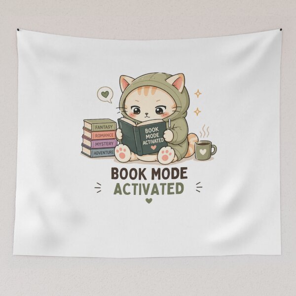 Item preview, Book Mode Activated Cat | Cute Kawaii Aesthetic | Cozy Reading Book Lover Design designed and sold by The Mood Index.