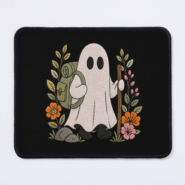 Item preview, Hiking Ghost Cute Embroidery Style Adventure Ghost Nature Floral Aesthetic Design designed and sold by ColorSplash123.