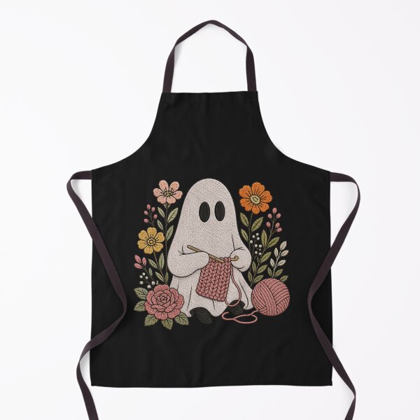 Item preview, Crocheting Ghost Cute Embroidery Style Knitting Ghost Cozy Floral Aesthetic Design designed and sold by ColorSplash123.