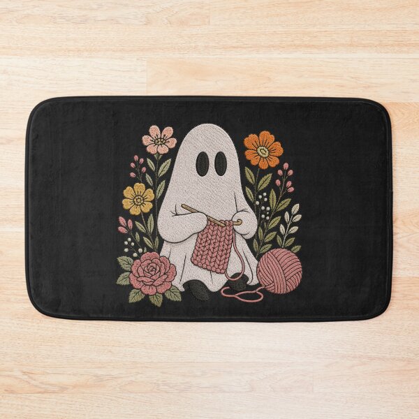 Item preview, Crocheting Ghost Cute Embroidery Style Knitting Ghost Cozy Floral Aesthetic Design designed and sold by ColorSplash123.