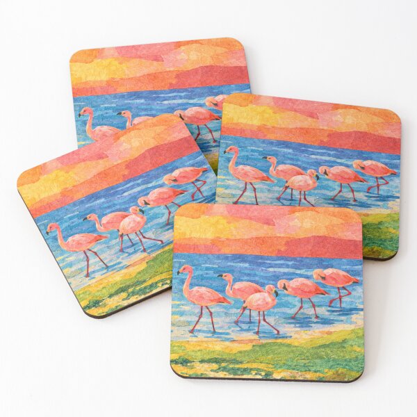 Item preview, Flamingo Family in Mountain Lagoon II, Bolivian Landscape, Mixed Media Digital Collage designed and sold by SWSandraWechner.