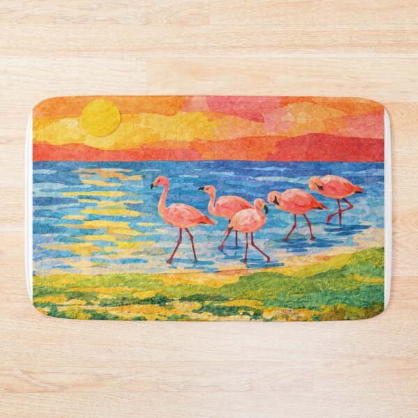 Item preview, Flamingo Family in Mountain Lagoon II, Bolivian Landscape, Mixed Media Digital Collage designed and sold by SWSandraWechner.