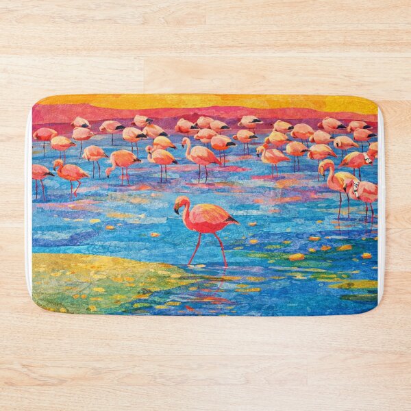 Item preview, Flamingo Family in Mountain Lagoon III, Bolivian Landscape, Mixed Media Digital Collage designed and sold by SWSandraWechner.