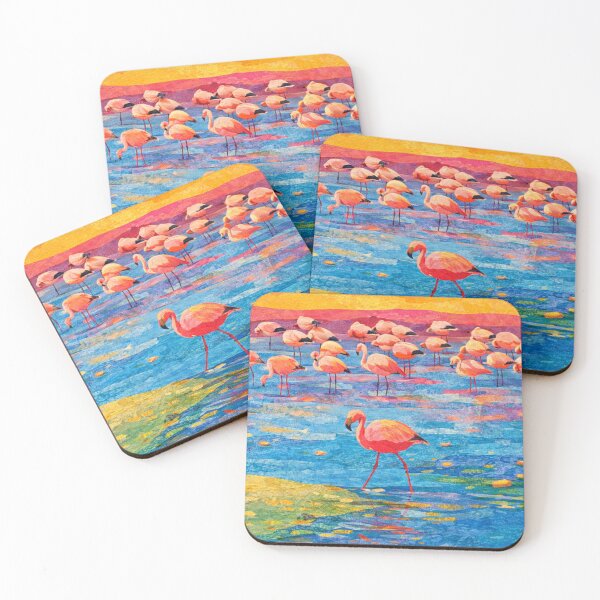 Item preview, Flamingo Family in Mountain Lagoon III, Bolivian Landscape, Mixed Media Digital Collage designed and sold by SWSandraWechner.