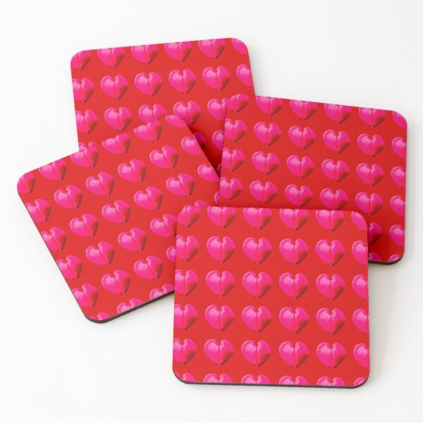Item preview, Pink heart on red background  designed and sold by happytraveller1.