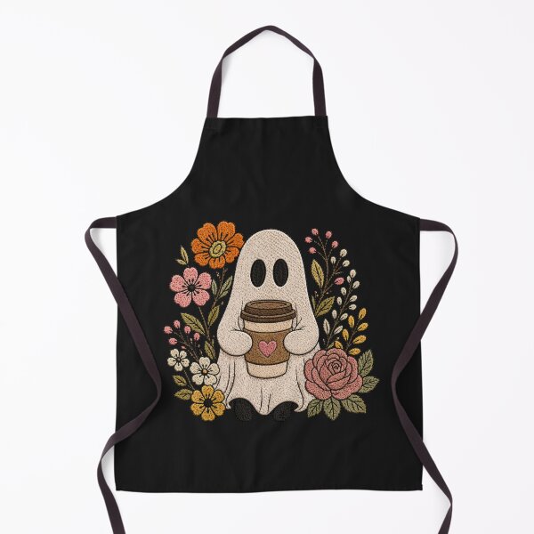 Item preview, Coffee Lover Ghost Cute Embroidery Style Cozy Ghost Floral Aesthetic Design designed and sold by ColorSplash123.