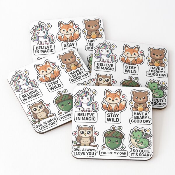Item preview, Magical Woodland Stickers - Cute Unicorn & Forest Puns designed and sold by SimpleP.