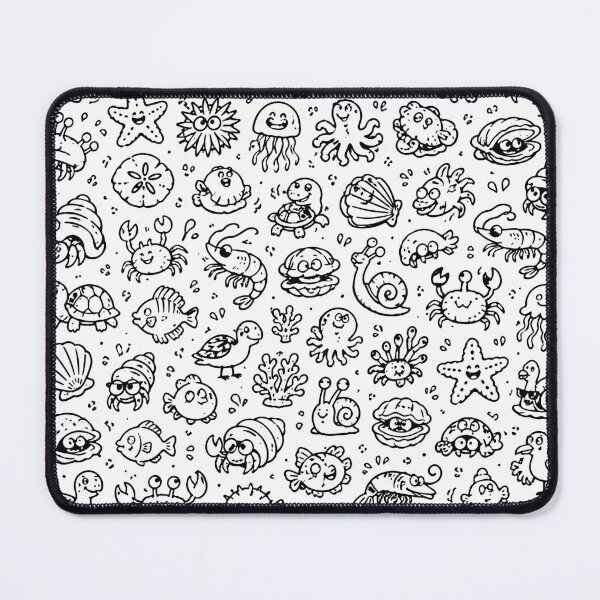 Item preview, Cute Beach Doodle Characters Black and White Coastal Sea Creature designed and sold by American Spirit.
