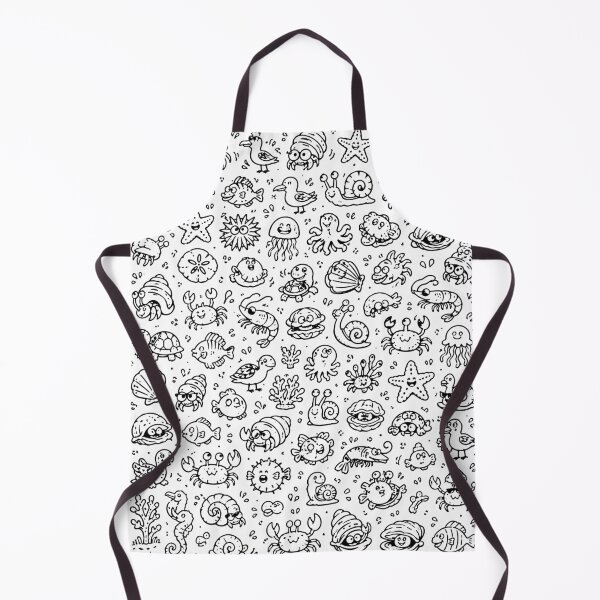 Item preview, Cute Beach Doodle Characters Black and White Coastal Sea Creature designed and sold by American Spirit.