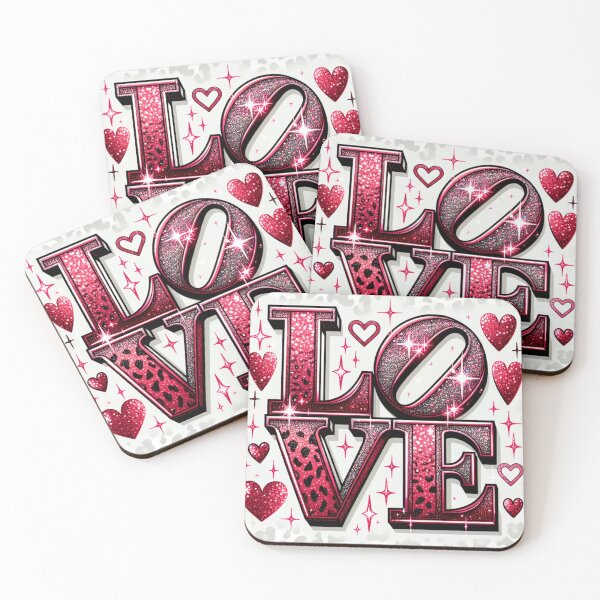 Item preview, Pink Leopard Print LOVE Glitter Typography - Retro Y2K Sparkle Heart Art designed and sold by JLMWorks.